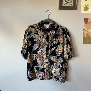 Vintage Floral Short-Sleeves Button-Up Shirt